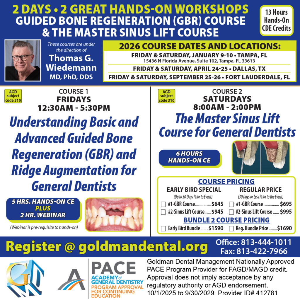 Sinus Lift and GBR Courses: Ft. Lauderdale, FL Sept. 25-26, 2026