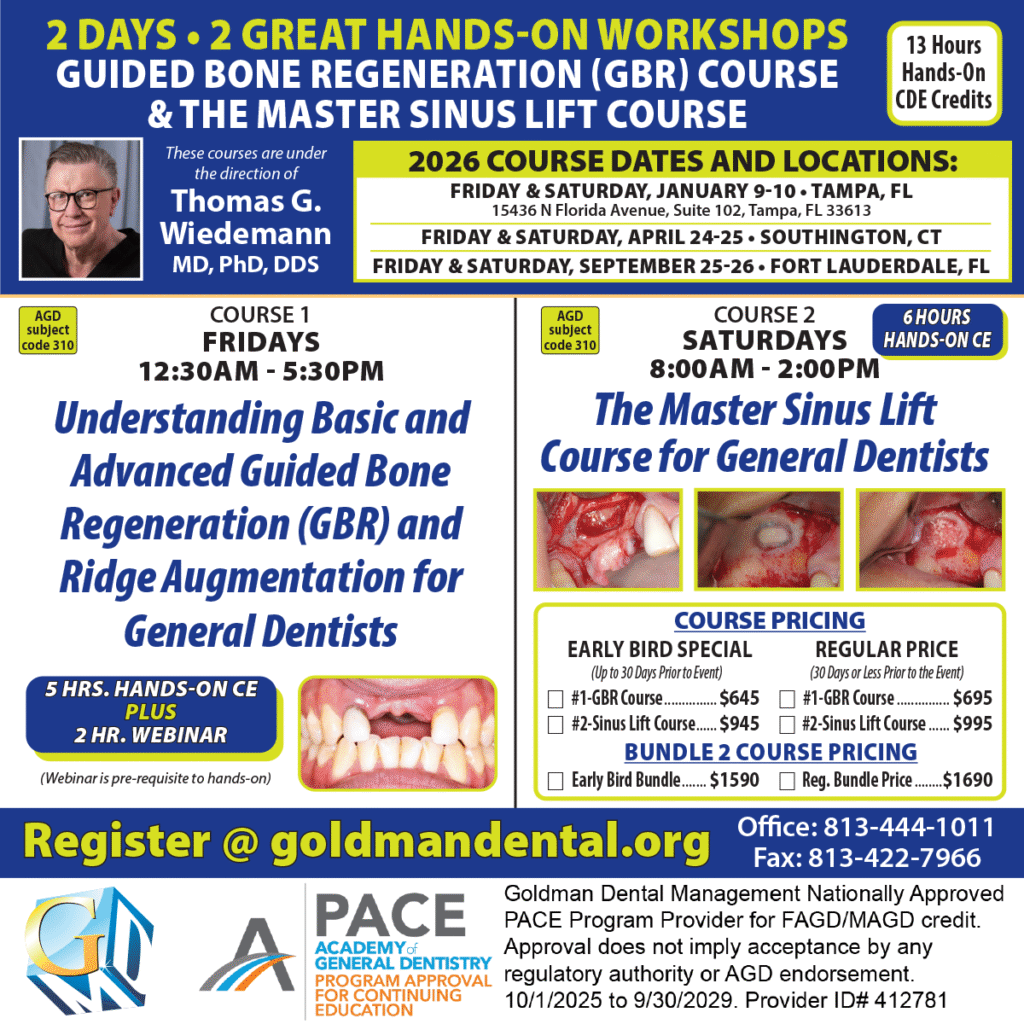 Sinus Lift and GBR Courses: Ft. Lauderdale, FL Sept. 25-26, 2026